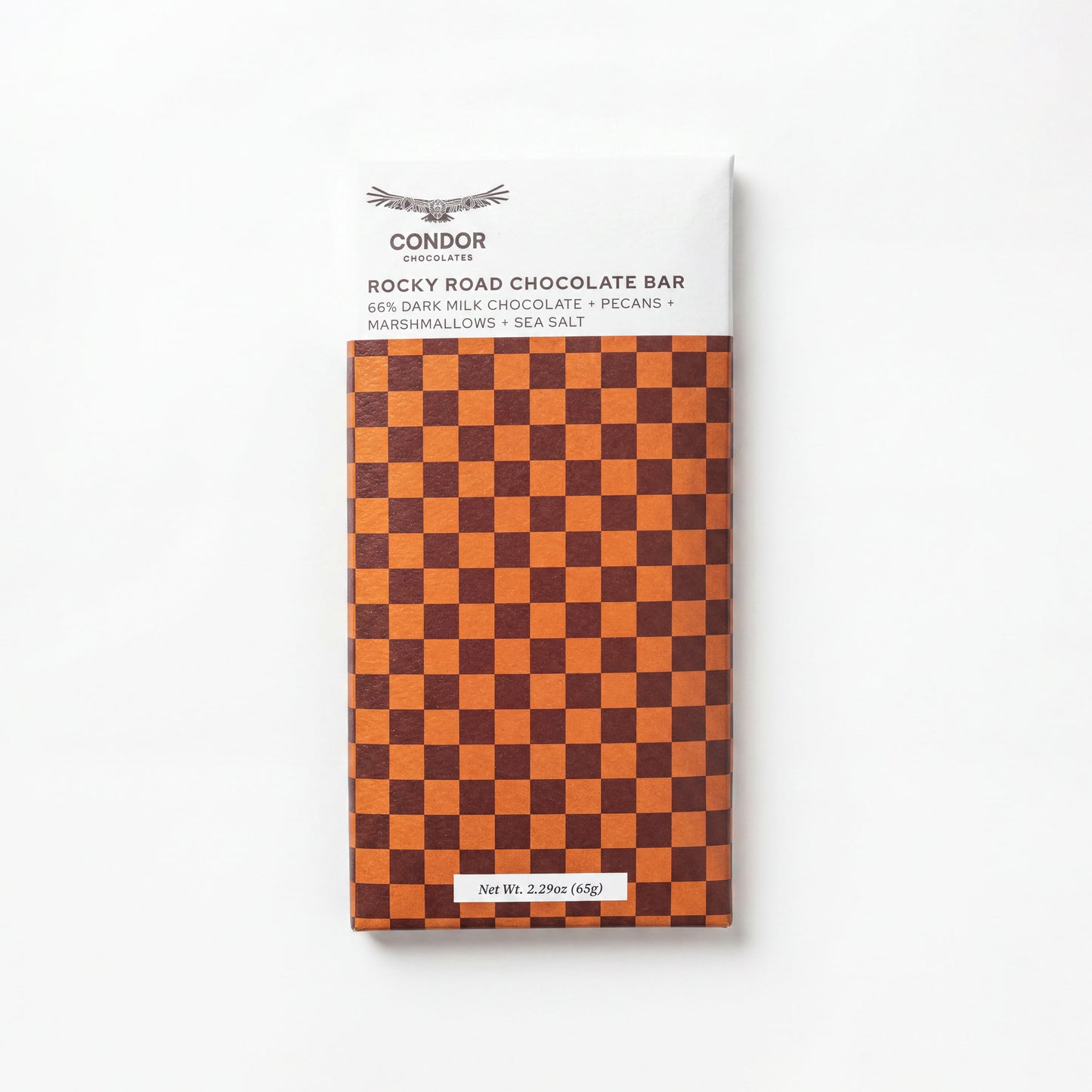 Rocky Road Bar - 66% Dark Milk Chocolate + Pecans, Marshmallows & Sea Salt