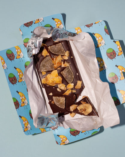 Dallas Bar - 72% Dark Chocolate + Dried Kiwi & Organic Banana Chips
